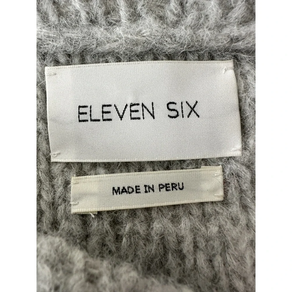 Eleven Six‎ Vaida Sweater Women's M/L Pale Grey Hand Knit Baby Alpaca Wool  $398